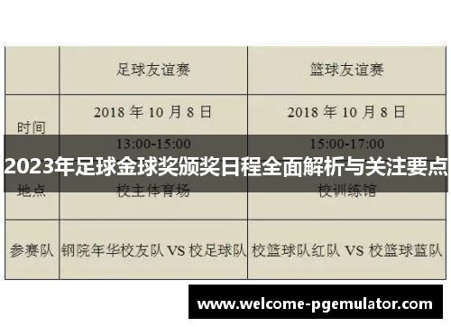 2023年足球金球奖颁奖日程全面解析与关注要点